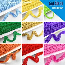 Fita Galão 91 Decorativa 10mm Com 20 Metros - Ideal para Artesanato Costura Roupas Decoração - SHEFA