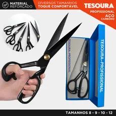 Tesoura de Alfaiataria Titanium Profissional Aço Carbono e Resistente Para Corte de Tecidos - SHEFA