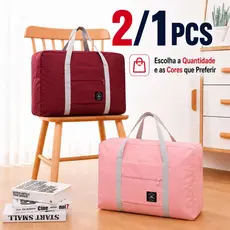 2/1 PCS Mala de viagem dobrável portatíl e impermeável com grande capacidade para Viagem Mudança Academia e Compras