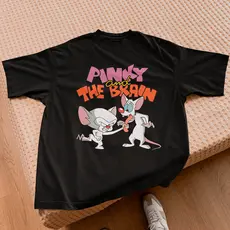 Camiseta Feminina Pink Cérebro Animado Camisa Estampada Blusa Premium T-shirt Básica Crt Unissex