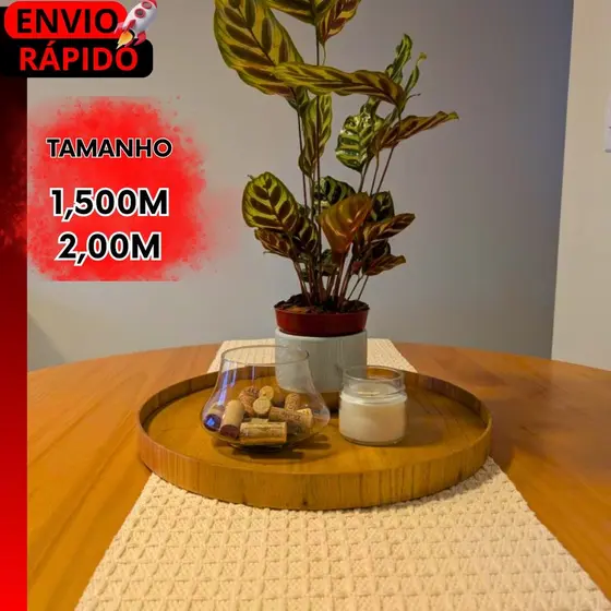TRILHO MESA PREMIUM RÚSTICO 100% ALGODÃO FEITO A MÃO PARA DECORAR APARADOR, CENTRO DE MESA E MÓVEIS.