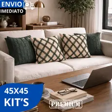 KIT LUXO COM CAPAS DE ALMOFADAS ALGODÃO ARTESANAL DE ALTA QUALIDADE PARA DECORAR SOFÁ, CAMA OU SALA.