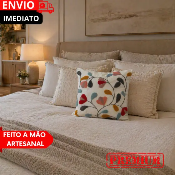 Mega promoção 1/2 Capa de Almofada em Linho Bordada Luxo Decorativa colorida 45X45cm hotéis, pousada