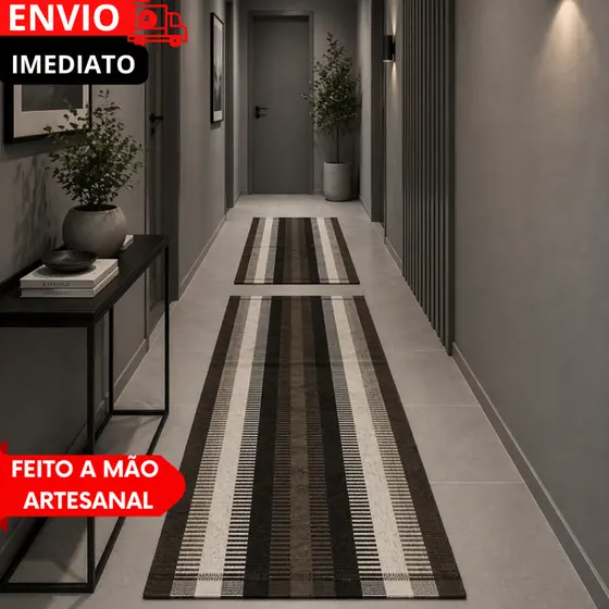 KIT 1/2/3 Jogo de Passadeira de Tear, Tapete de Cozinha, 3 Peças. Antiderrapante, artesanato mineiro