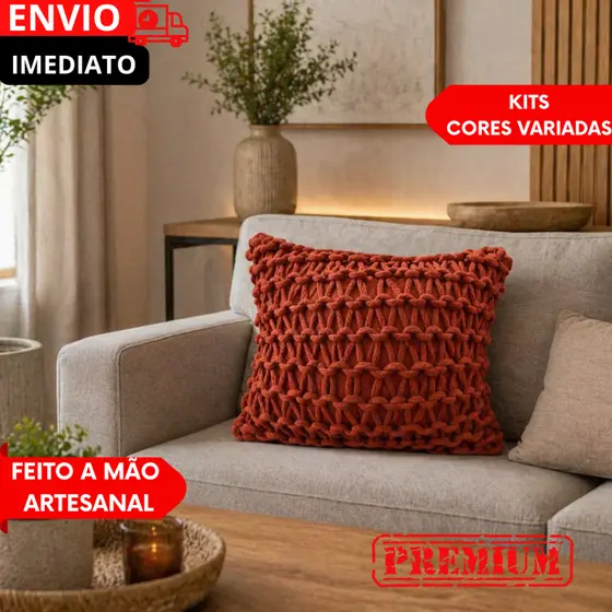 PROMO 1/2/3/4 Almofada Corda Feita à Mão Decorativa Boho Luxo 45x45CM decoração rustica fazenda.....
