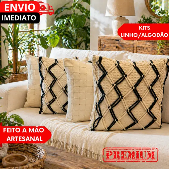 1/2/3/4 KIT 4 CAPAS PARA ALMOFADAS DECORATIVAS COM ZÍPER 45x45cm