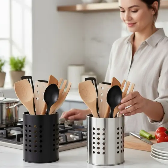 Escorredor De Talheres Inox Porta Talher Utensílios Cozinha