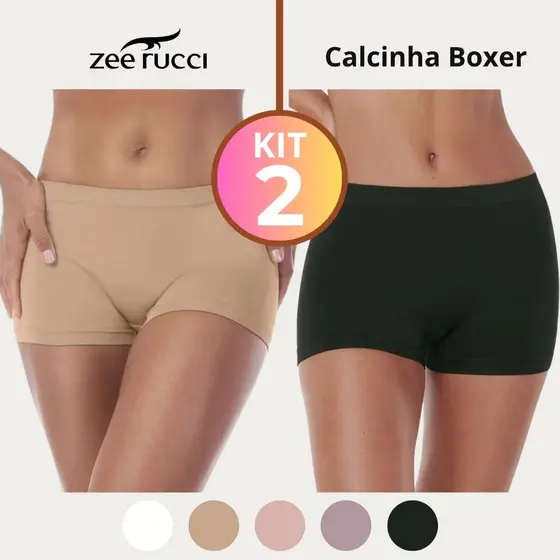 KIT Calcinha Boxer Zee Rucci Microfibra Sem Costura Anatômica Conforto