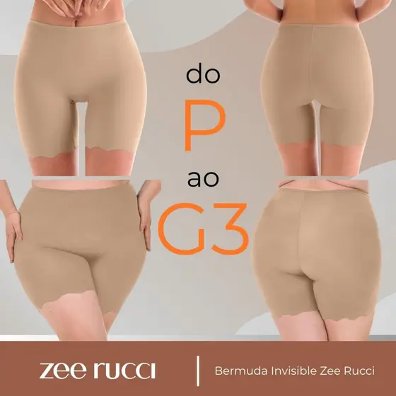 Bermuda Invisible Zee Rucci Feminina Modelador Segunda Pele Sem Costura Shortinho Invisível Para Vestido