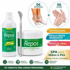 Kit Spa Dos Pés Completo: Amaciante de Calos e Creme Hidratante + 6 botinhas e 6 luvas