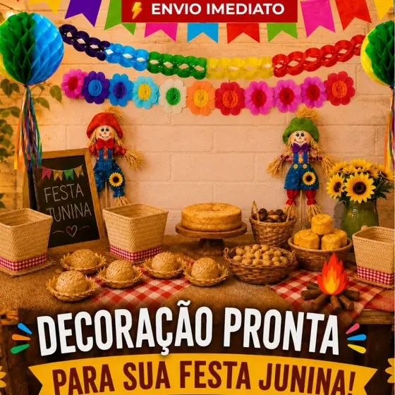 Kit 14 Enfeites Decoração Festa Junina Para Pendurar e Decorar Mesa Arraial São João Quadrilha