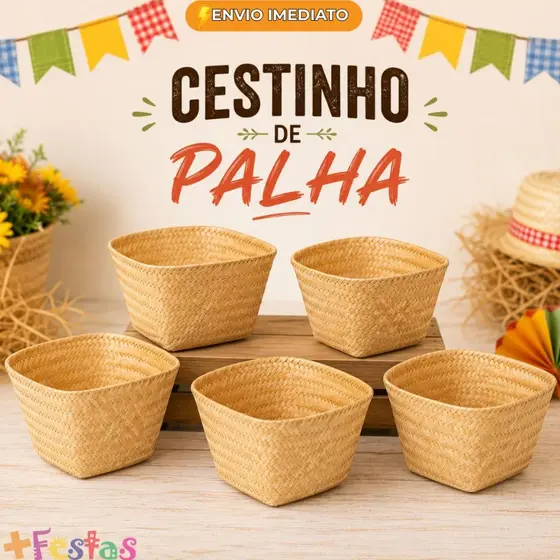 2/4/6/8/10 Cachepo Jarrinho Cesto De Palha Pequeno Junino Centro de Mesa Enfeite Quadrilha