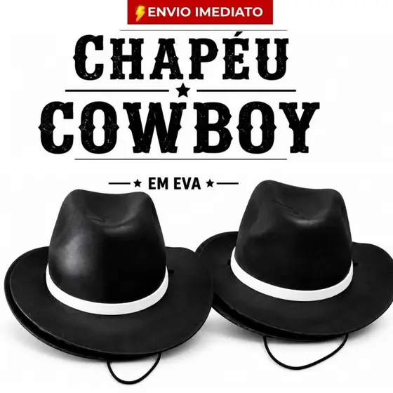 1/2/3/4/5/6 Chapéu Cowboy EVA Festa Junina Quadrilha Rodeio Fantasia Preto Evento