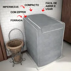 Capa Máquina de Lavar Com Zíper Todos Tamanhos e Marcas Electrolux Brastemp Consul