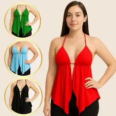Top Cropped Malibu Blusinha feminina Babado com bojo Tendência em Suplex