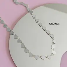 Colar Choker Coração Chapinha - Semijoia banhada a Ouro 18k ou a Prata 925