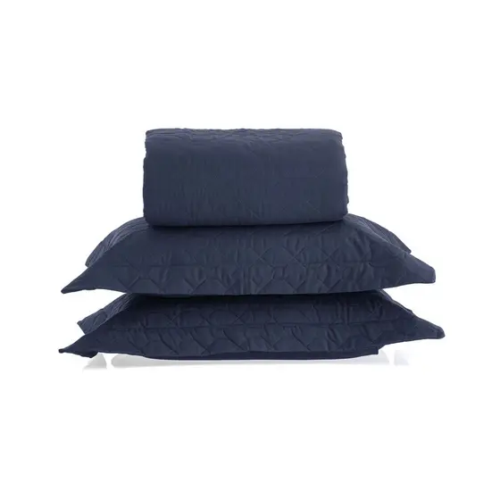 Cobre Leito 200 Fios Vida Bela Kacyumara Azul Marinho