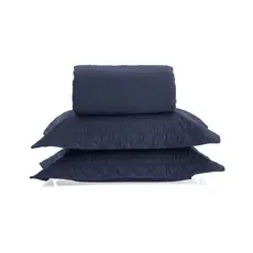 Cobre Leito 200 Fios Vida Bela Kacyumara Azul Marinho