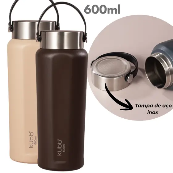 Garrafa Térmica Hydra Essence 600ml Aço Inox Portátil Quente e Frio Personalize