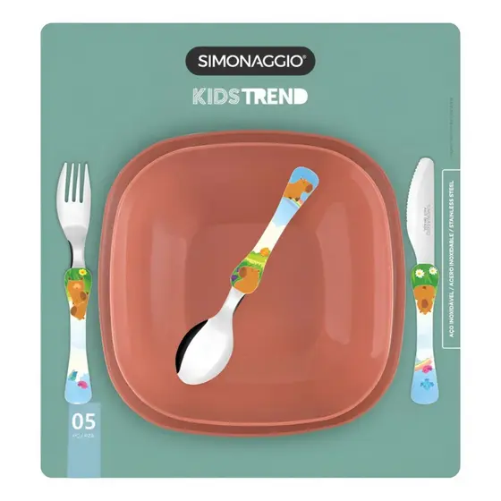 Kit Infantil Refeição 5 Peças Simonaggio Kidstrend Capivara