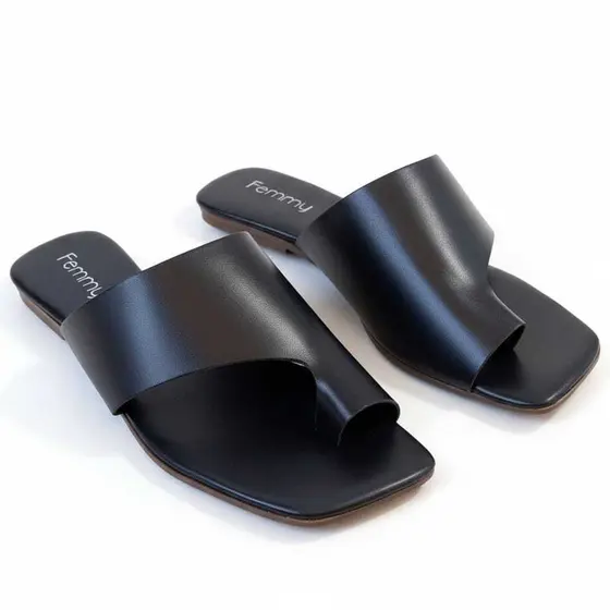 Sandália Flat Rasteira Mula Manca, Confortável Casual Feminina - Rasteirinha com Bico quadrado Femmy 350 - Do 34 ao 40