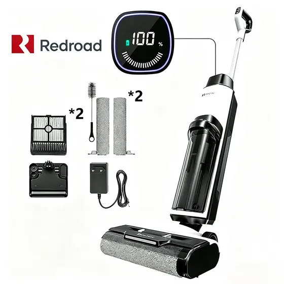 Aspirador de Pó 3 em 1: aspira, lava e seca. Autolimpante,tanque 910ml, LED, bivolt 100-240V Redroad W15