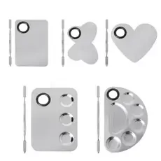 Paleta De Tinta De Aço Inoxidável Bandeja Mixing Rod Espátula Set Para Nail Art Abastecimento Material Escolar Pintura