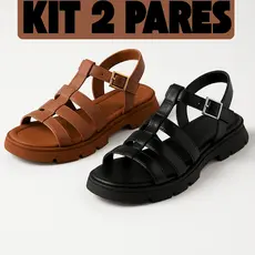 Kit 2 Pares Sandália Feminina Tratorada Confortável e Leve para o Verão - Live