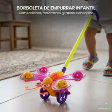 Brinquedo Primeiros Passos Bebe Borboleta De Empurrar Infantil Com Rodinhas Som Para Andar Brincando