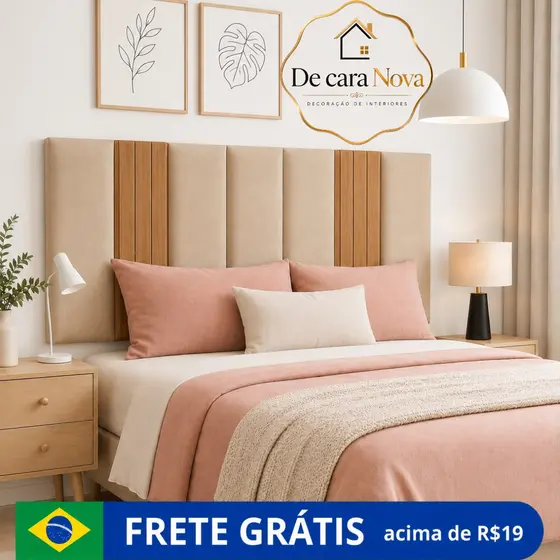 Kit Com Até 12 Peças Cabeceira Modular + Painel Ripado MDF Para Cama Box | Casal | King | Queen - Envio Imediato