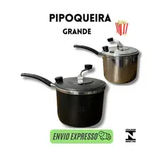 pipoqueira panela preta, e polida alumínio grande - panela para pipoca grande polida e preta 4l