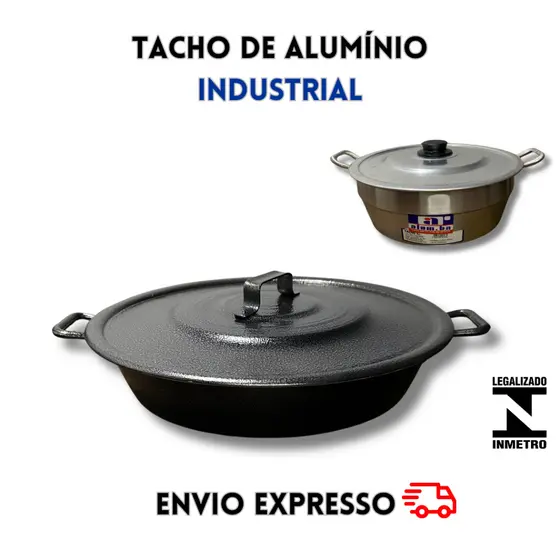 panela tacho, panelão de alumínio - tacho grande com tampa, tacho de alumínio, tacho para fritura