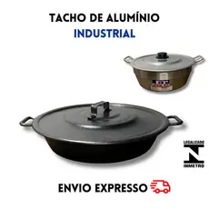 panela tacho, panelão de alumínio - tacho grande com tampa, tacho de alumínio, tacho para fritura