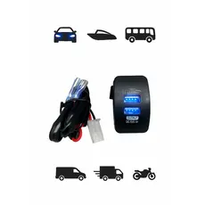 Tomada Carregador Turbo Usb Duplo Carro Lancha Veicular 12v/24v