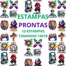 DTF Impressão Com Estampas Prontas Para Camisetas e Tecidos Variados12 Estampas 14X18 Promoção Envio Rapido