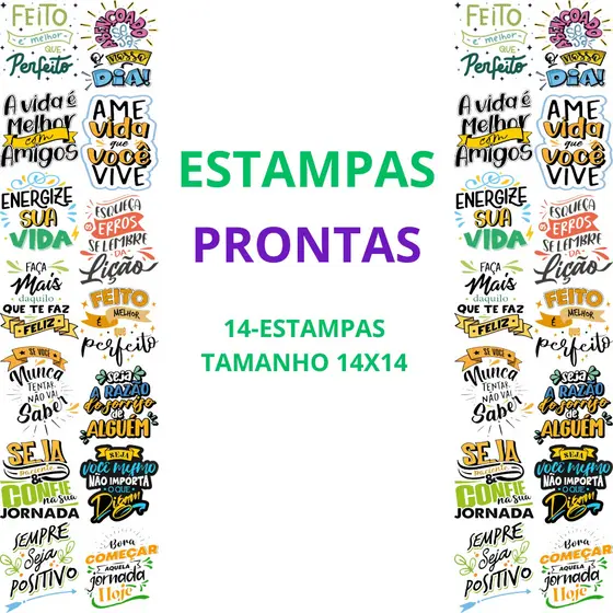 DTF Impressão Com Estampas Prontas Para Camisetas e Tecidos Desenhos Frases 14 Estampas 14x16 Promoção