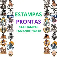 DTF Impressão Com Estampas Prontas Para Camisetas e Tecidos Variados Country 14 Estampas 14X18 Promoção Envio Rapido