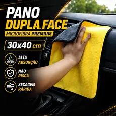 02 Panos de Microfibra para Lavagem e Polimento de Carros, Uso Geral, 30x40cm