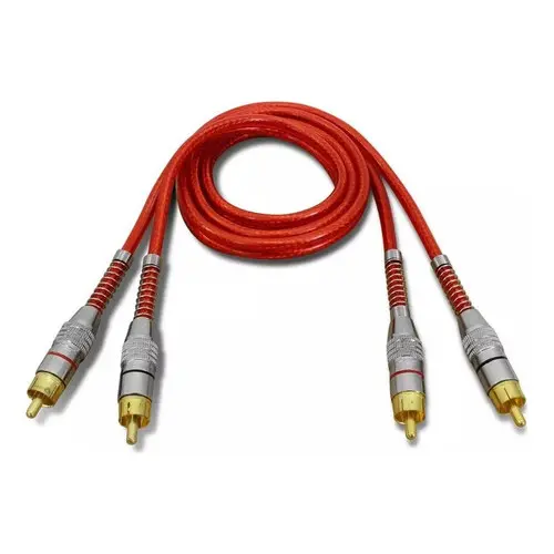 Cabo Rca 1 Metro Blindado Anti Ruido Blindagem Dupla Acessório Sistema Som Automotivo Conector Alta Pressão Ouro