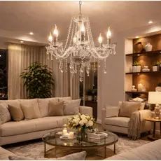 Lustre De Cristal Luminária Luxuoso Transparente 06 Braços