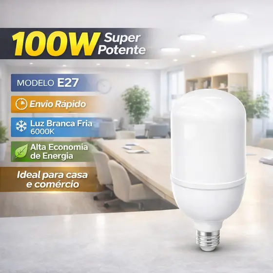 Lâmpada LED Bulbo 100W Super Branca Econômica Bivolt