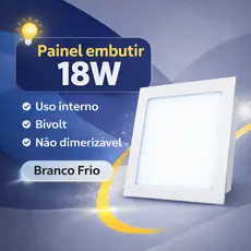 Painel Plafon Led Embutir 18w Quadrado Branco Frio