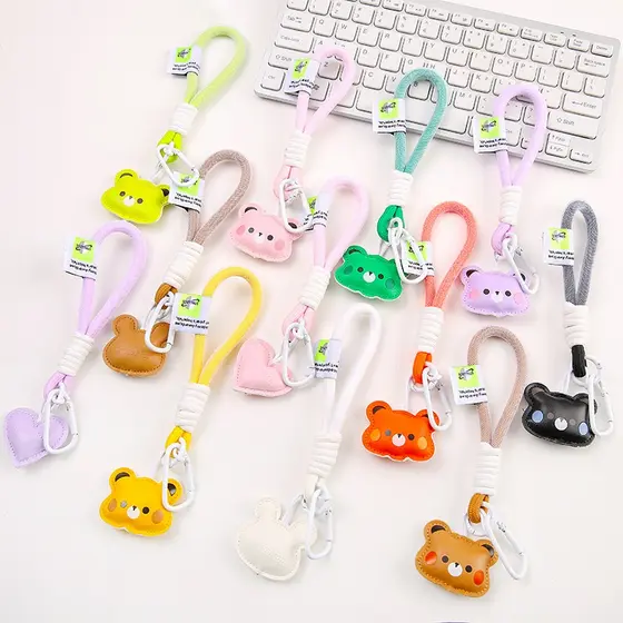 Cordão para celular mais vendido com bolsa de malha de algodão com urso