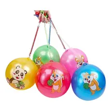 Kit 15 Bola De Vinil Com Cordão Mola 23cm Chaveiro Brinquedo