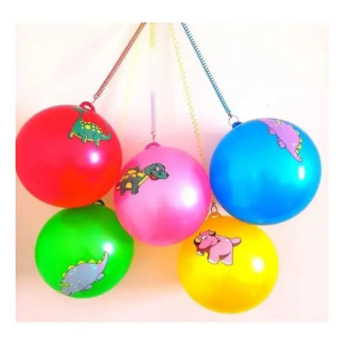 25 Bolas de Vinil 23cm com Cordão Mola Chaveiro Brinquedo Infantil Festa Lembrancinha Atacado
