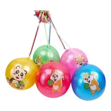 Kit 50 Bola De Vinil Com Cordão Mola 23cm Chaveiro Brinquedo
