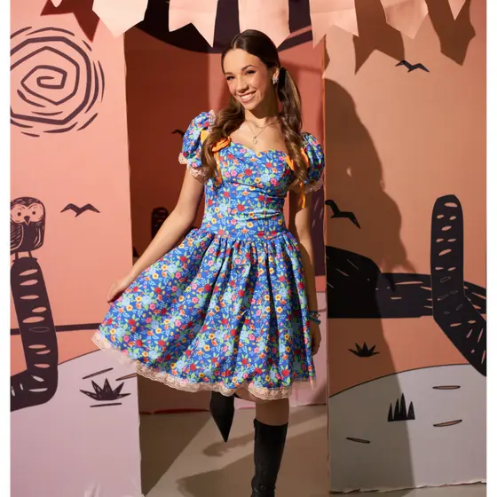 Vestido Festa Junina Adulto Mulher Xadrez Quadrilha Luxo Premium