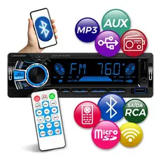 Radio Automotivo Bluetooth Potente 240w Varios Led Acc Longa Distancia
