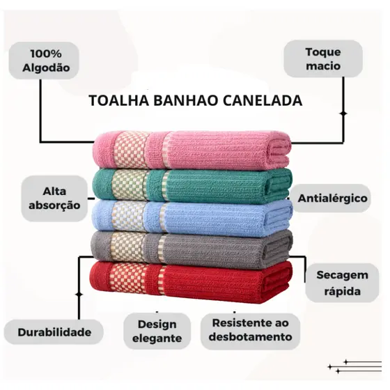 5 Toalha Banho Banhao Gigante Grossa Fofinha Algodao Luxo Premium