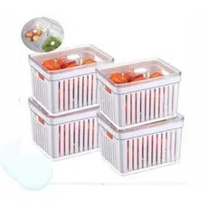 Kit 01, 02 ou 04 Organizadores de Geladeira 3,8L Cesto Tampa Multiuso Alimentos Verduras Plastutti